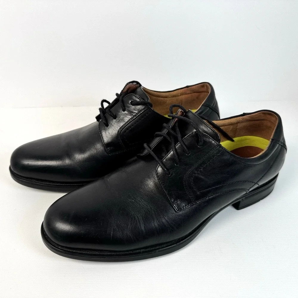 Florsheim Oxford Shoes Men's US 9.5D Black Leather Plain Toe Lace Up